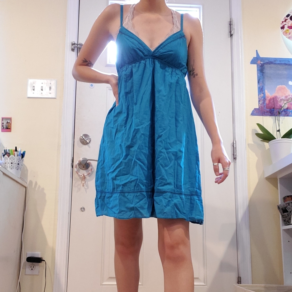 Turquoise blue baby doll dress
